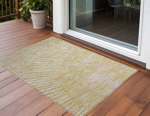 2 X 3 Wheat Abstract Washable Non Skid Indoor Outdoor Area Rug