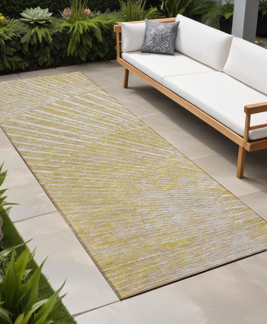8 Runner Wheat Abstract Washable Non Skid Indoor Outdoor Runner Rug