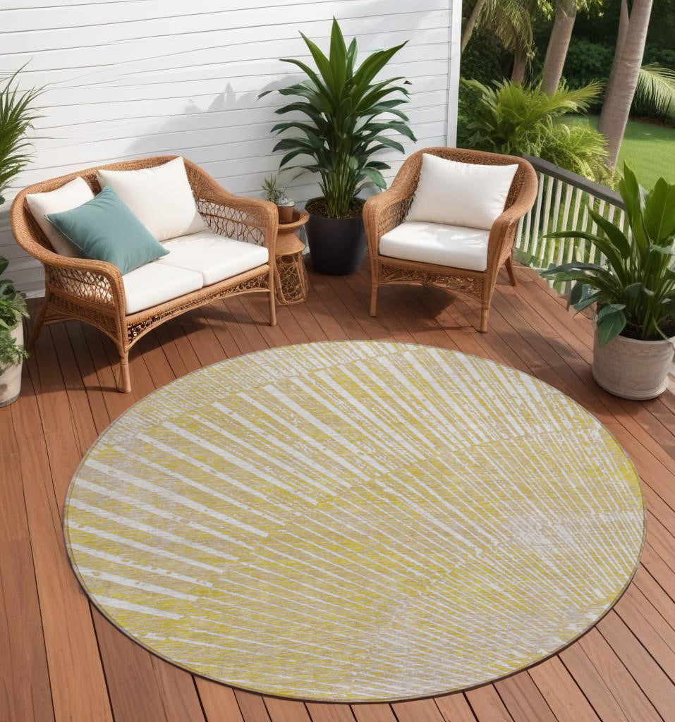 8 Round Wheat Round Abstract Washable Non Skid Indoor Outdoor Area Rug