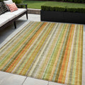5 X 8 Tan Orange and Green Striped Washable Non Skid Indoor Outdoor Area Rug