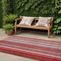 8 Runner Gray Pink and Red Striped Washable Non Skid Indoor Outdoor Runner Rug