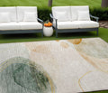 8 X 10 Beige and Green Abstract Washable Non Skid Indoor Outdoor Area Rug