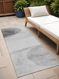 8 Runner Gray and Light Gray Abstract Washable Non Skid Indoor Outdoor Runner Rug