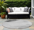 8 Round Gray and Light Gray Round Abstract Washable Non Skid Indoor Outdoor Area Rug