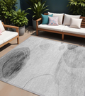 8 X 10 Gray and Light Gray Abstract Washable Non Skid Indoor Outdoor Area Rug