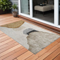 2 X 3 Tan Brown and Gray Abstract Washable Non Skid Indoor Outdoor Area Rug