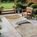 8 Runner Tan Brown and Gray Abstract Washable Non Skid Indoor Outdoor Runner Rug