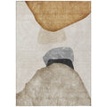 8 X 10 Tan Brown and Gray Abstract Washable Non Skid Indoor Outdoor Area Rug