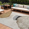 9 X 12 Tan Brown and Gray Abstract Washable Non Skid Indoor Outdoor Area Rug