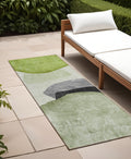 8 Runner Green Black and Gray Abstract Washable Non Skid Indoor Outdoor Runner Rug