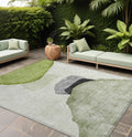 10 X 14 Green Black and Gray Abstract Washable Non Skid Indoor Outdoor Area Rug
