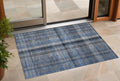 2 X 3 Blue Plaid Washable Non Skid Indoor Outdoor Area Rug
