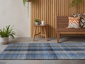 8 Runner Blue Plaid Washable Non Skid Indoor Outdoor Runner Rug