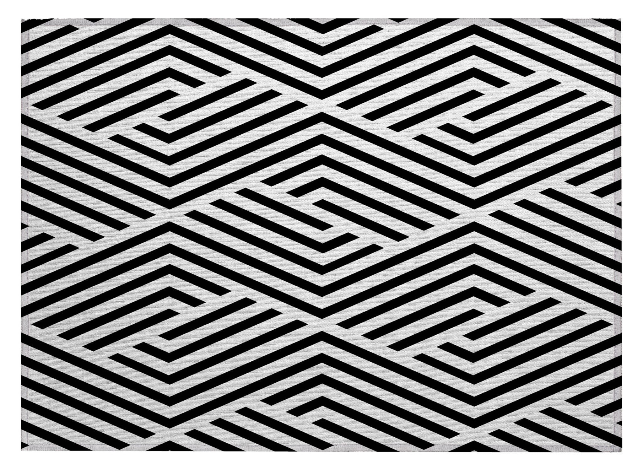 2 X 3 Black and White Geometric Washable Non Skid Indoor Outdoor Area Rug