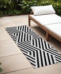8 Runner Black and White Geometric Washable Non Skid Indoor Outdoor Runner Rug