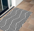 3 X 5 Black and White Geometric Washable Non Skid Indoor Outdoor Area Rug
