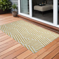 2 X 3 Gold and White Geometric Washable Non Skid Indoor Outdoor Area Rug