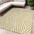 5 X 8 Gold and White Geometric Washable Non Skid Indoor Outdoor Area Rug