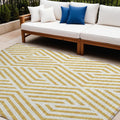 8 X 10 Gold and White Geometric Washable Non Skid Indoor Outdoor Area Rug