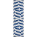 8 Runner Navy and White Geometric Washable Non Skid Indoor Outdoor Runner Rug