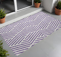 3 X 5 Purple and White Geometric Washable Non Skid Indoor Outdoor Area Rug