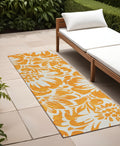 8 Runner Orange and White Floral Washable Non Skid Indoor Outdoor Runner Rug