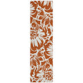 8 Runner Orange Floral Washable Non Skid Runner Rug With UV Protection