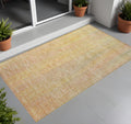 3 X 5 Yellow and Orange Striped Washable Non Skid Indoor Outdoor Area Rug
