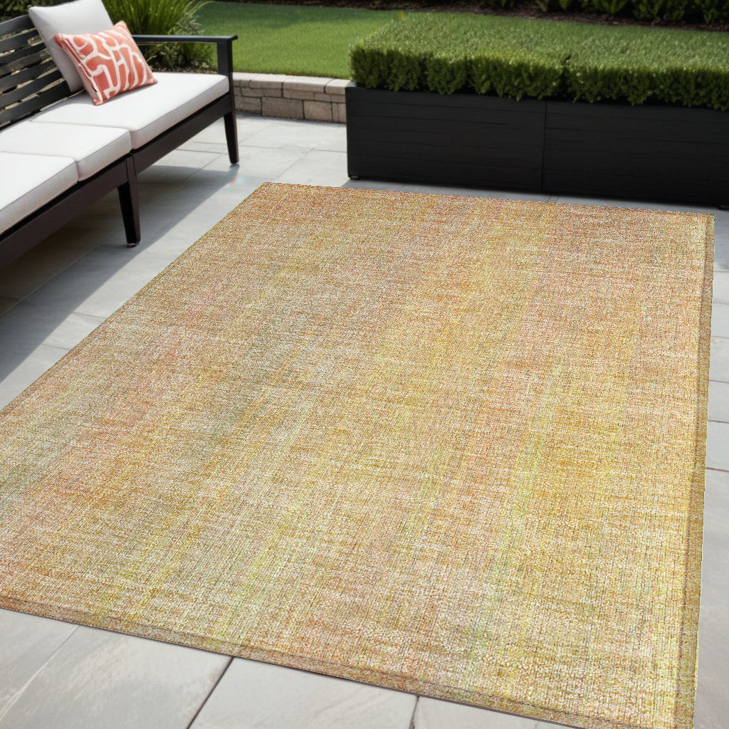 5 X 8 Yellow and Orange Striped Washable Non Skid Indoor Outdoor Area Rug