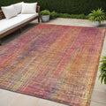 5 X 8 Red and Orange Striped Washable Non Skid Indoor Outdoor Area Rug