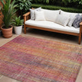 10 X 14 Red and Orange Striped Washable Non Skid Indoor Outdoor Area Rug