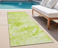 8 Runner Lime Green Abstract Washable Non Skid Indoor Outdoor Runner Rug