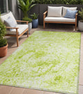 5 X 8 Lime Green Abstract Washable Non Skid Indoor Outdoor Area Rug