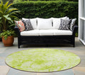 8 Round Lime Green Round Abstract Washable Non Skid Indoor Outdoor Area Rug