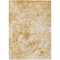 8 X 10 Cream and Gold Abstract Washable Non Skid Indoor Outdoor Area Rug