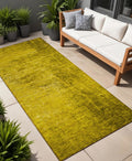 8 Runner Gold Abstract Washable Non Skid Indoor Outdoor Runner Rug