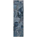8 Runner Blue and Dark Blue Floral Washable Non Skid Indoor Outdoor Runner Rug