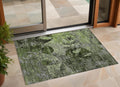 2 X 3 Green and Gray Floral Washable Non Skid Indoor Outdoor Area Rug