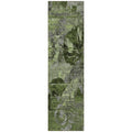 8 Runner Green and Gray Floral Washable Non Skid Indoor Outdoor Runner Rug