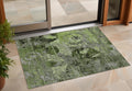 3 X 5 Green and Gray Floral Washable Non Skid Indoor Outdoor Area Rug