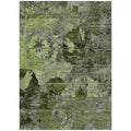 5 X 8 Green and Gray Floral Washable Non Skid Indoor Outdoor Area Rug