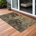 2 X 3 Brown Terracotta and Gray Floral Washable Non Skid Indoor Outdoor Area Rug