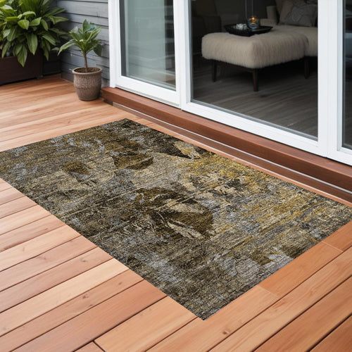 2 X 3 Brown Terracotta and Gray Floral Washable Non Skid Indoor Outdoor Area Rug