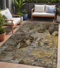 5 X 8 Brown Terracotta and Gray Floral Washable Non Skid Indoor Outdoor Area Rug