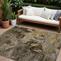 8 X 10 Brown Terracotta and Gray Floral Washable Non Skid Indoor Outdoor Area Rug