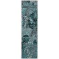 8 Runner Teal and Gray Floral Washable Non Skid Indoor Outdoor Runner Rug