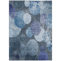 8 X 10 Gray and Blue Abstract Washable Non Skid Indoor Outdoor Area Rug