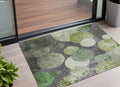 3 X 5 Green and Gray Abstract Washable Non Skid Indoor Outdoor Area Rug