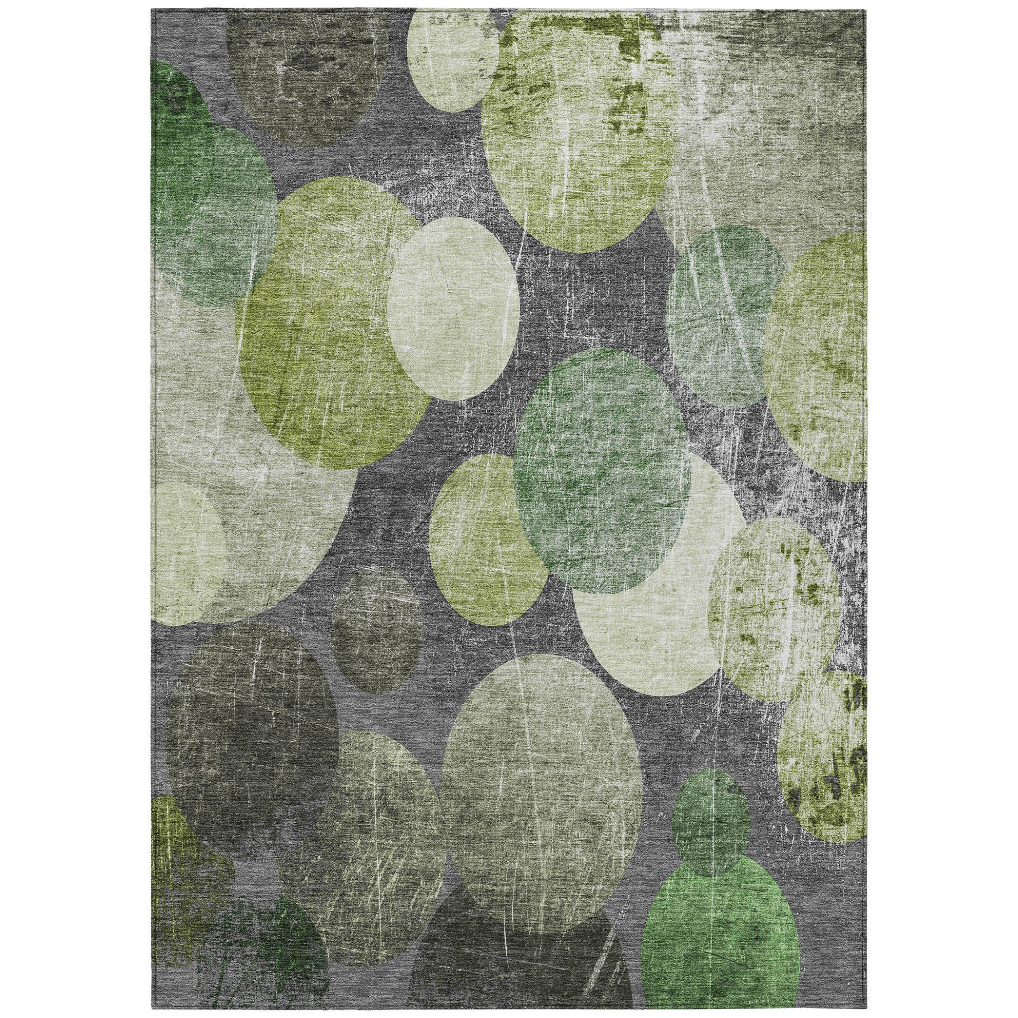 9 X 12 Green and Gray Abstract Washable Non Skid Indoor Outdoor Area Rug