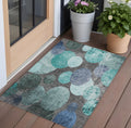 2 X 3 Gray Blue and Purple Abstract Washable Non Skid Indoor Outdoor Area Rug